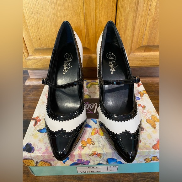 PLEASER MARY JANE SPATS PINUP RETRO VINTAGE BONNIE CLYDE HEELS SIZE 9 - Picture 13 of 17